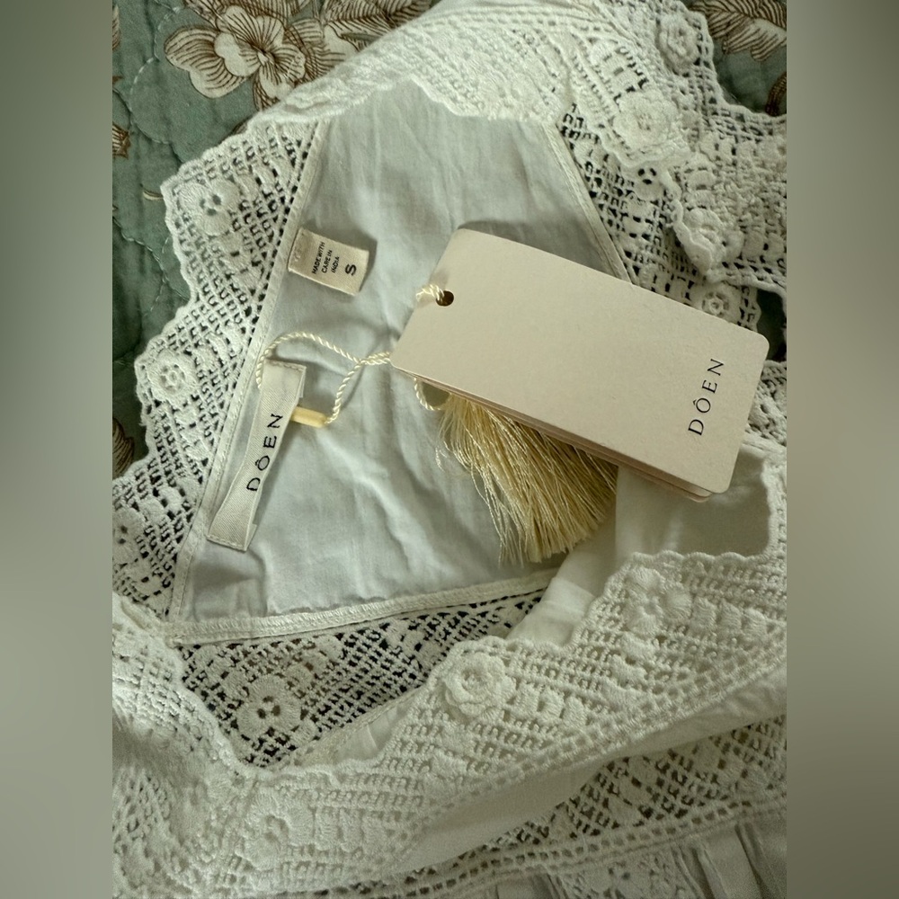 Doen Ivory Lace-Trim Cotton Slip Chemise - Picture 8 of 11